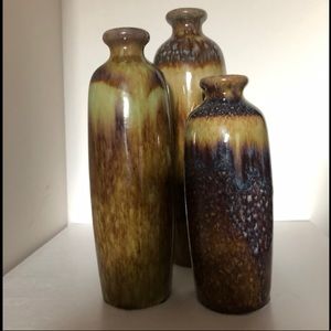 Set of 3 Decorative Vases Earth Tones